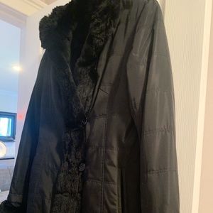 Fur lined and trimmed coat